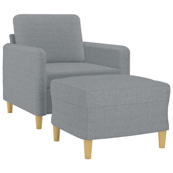vidaXL Fauteuil avec repose-pied Gris clair 60 cm Tissu