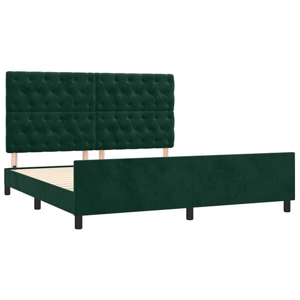 vidaXL Cadre de lit sans matelas vert fonc&eacute; 160x200 cm velours