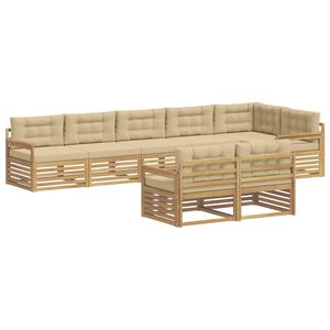 vidaXL Ensemble de canap&eacute;s d'ext&eacute;rieur 8 pcs Blanc et Beige Polyester