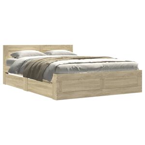 vidaXL Cadre de lit et t&ecirc;te de lit sans matelas ch&ecirc;ne sonoma 120x190cm