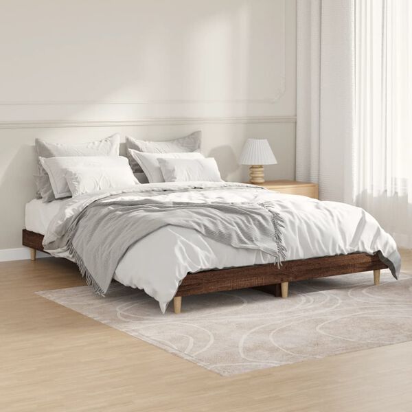 vidaXL Cadre de lit sans matelas ch&ecirc;ne marron 135x190 cm