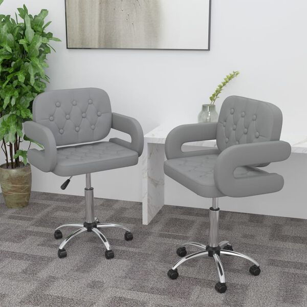 vidaXL Chaises pivotantes &agrave; manger lot de 2 gris similicuir
