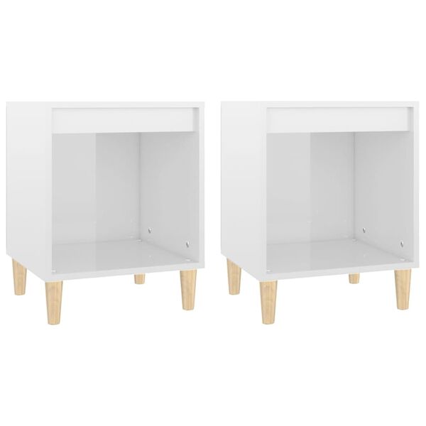 vidaXL Tables de chevet 2 pcs Blanc brillant 40x35x50 cm