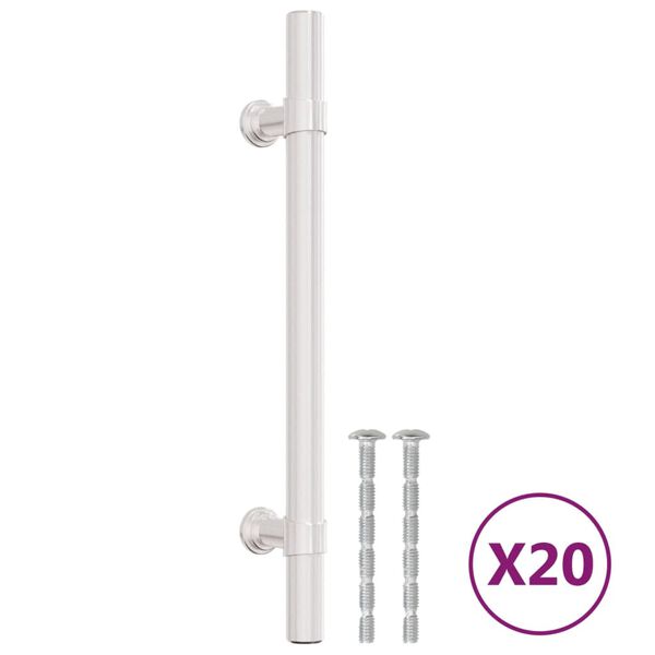 vidaXL Poign&eacute;es d'armoire 20 pcs argent&eacute; 128 mm acier inoxydable