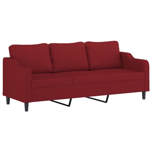 vidaXL Canap&eacute; &agrave; 3 places avec repose-pieds Rouge bordeaux 210 cm Tissu