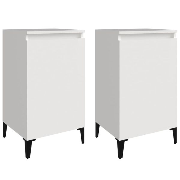 vidaXL Tables de chevet 2pcs blanc brillant 40x35x70cm bois ing&eacute;nierie