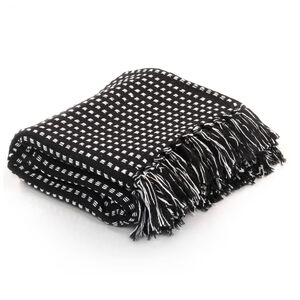 vidaXL Couverture coton &agrave; carr&eacute;s 125x150 cm Noir