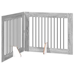 vidaXL Porte de chien pliable avec supports 2 pcs Sonoma gris 200,5 cm