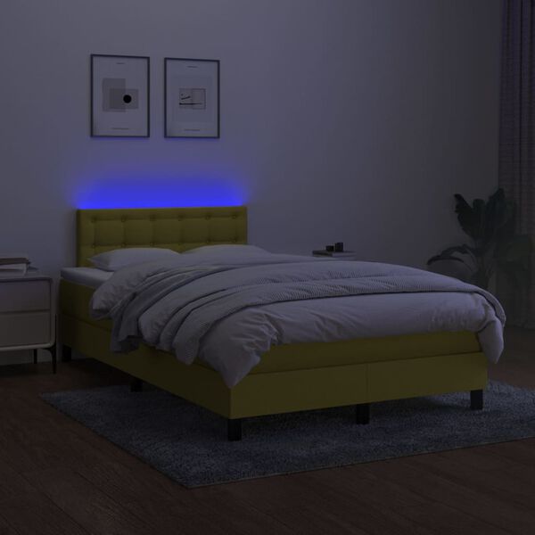 vidaXL Sommier &agrave; lattes de lit avec matelas LED Vert 120x200 cm Tissu