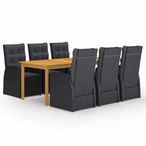 vidaXL Ensemble &agrave; manger de jardin 7 pcs Noir
