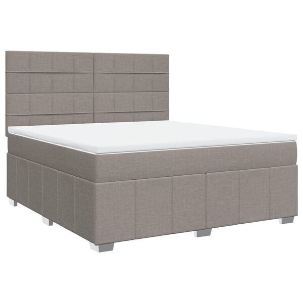 vidaXL Sommier &agrave; lattes de lit avec matelas Taupe 180x200 cm Tissu