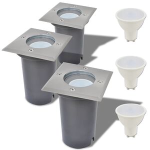 vidaXL Lampes au sol &agrave; LED d'ext&eacute;rieur 3 pcs carr&eacute;