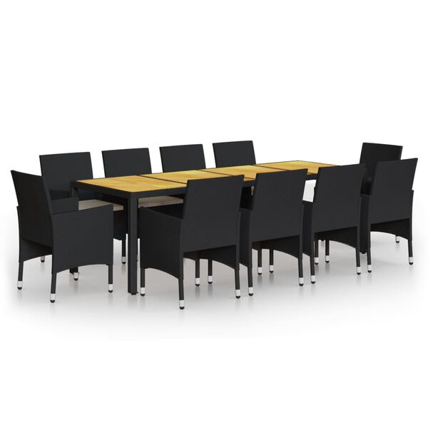 vidaXL Ensemble &agrave; d&icirc;ner de jardin 11 pcs R&eacute;sine tress&eacute;e Noir