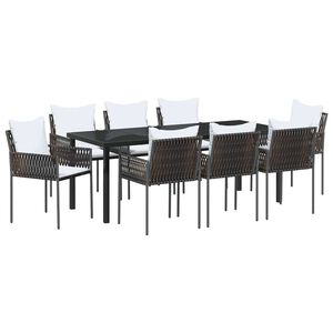 vidaXL Ensemble de salle &agrave; manger pour jardin 9 pcs Marron et Noir