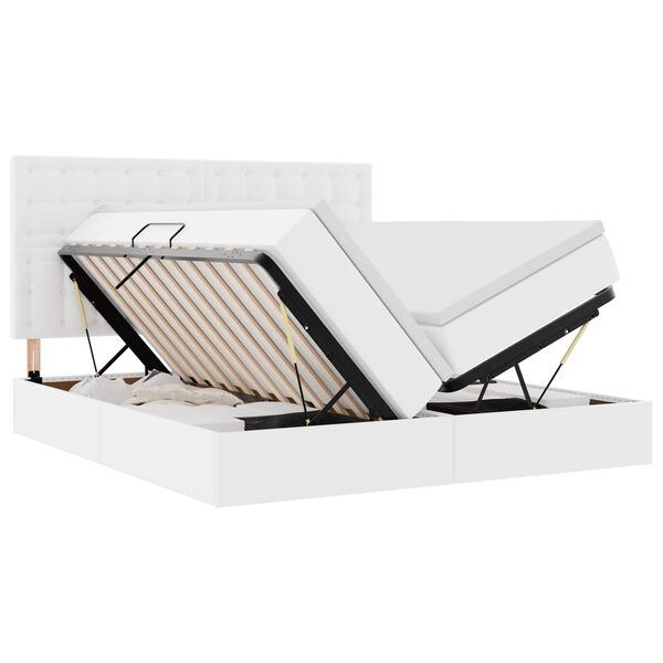 vidaXL Lit avec rangement et matelas Blanc pur 200 x 200 cm