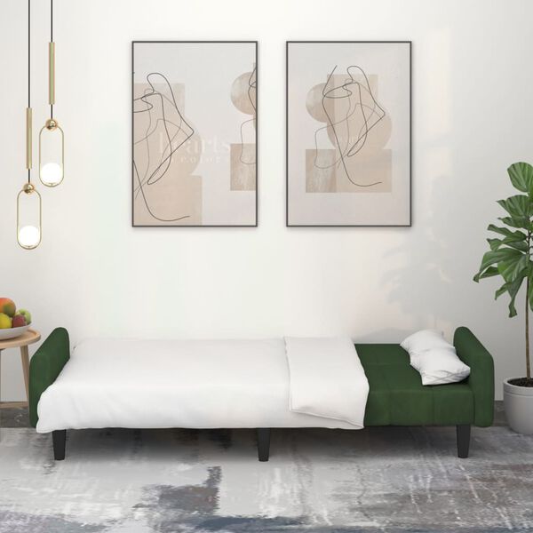 vidaXL Canap&eacute;-lit &agrave; 2 places vert fonc&eacute; velours