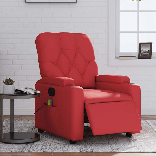 vidaXL Fauteuil de massage inclinable &eacute;lectrique rouge similicuir