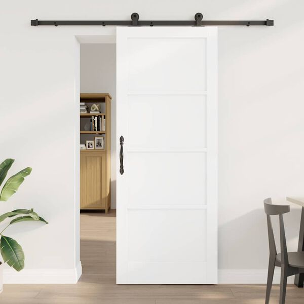 vidaXL Porte coulissante Blanc et Noir 83 x 211 cm Pin massif