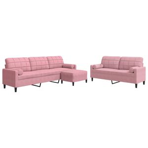 vidaXL Ensemble de canap&eacute;s 3pcs et coussins et traversins rose velours