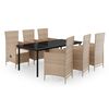 vidaXL Ensemble &agrave; manger de jardin avec coussins 7 pcs Beige