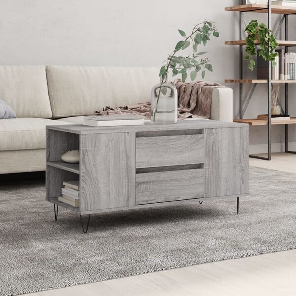 vidaXL Table basse sonoma gris 102x44,5x50 cm bois d'ing&eacute;nierie