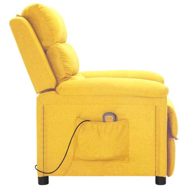 vidaXL Fauteuil de massage Jaune clair Tissu