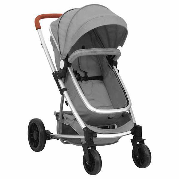 vidaXL Poussette pour b&eacute;b&eacute; 2-en-1 Gris clair Aluminium