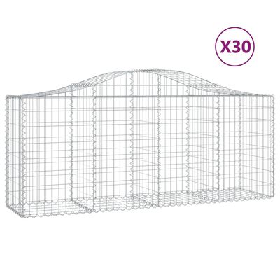 vidaXL Paniers à gabions arqués 30 pcs 200x50x80/100 cm Fer galvanisé