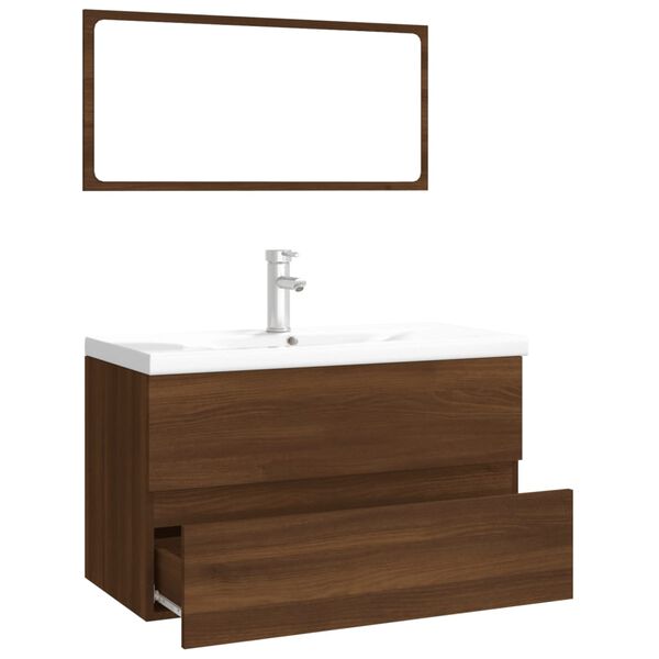 vidaXL Meubles de salle de bain Ch&ecirc;ne marron Bois d'ing&eacute;nierie