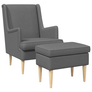 vidaXL Fauteuil avec pouf 2 pc Gris fonc&eacute; Tissu