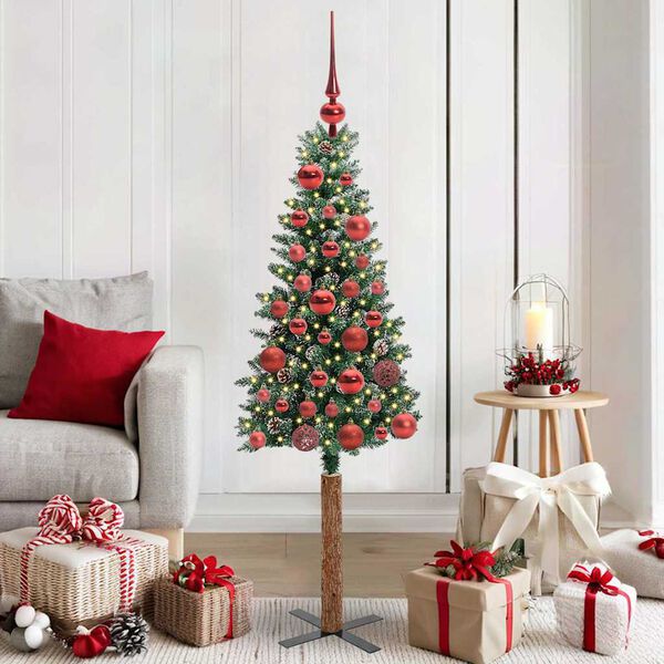 vidaXL Sapin de Noël mince avec 150 LED Vert et blanc 150 cm