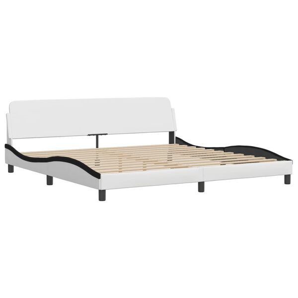 vidaXL Lit avec matelas Zadar blanc et noir 200x200 cm similicuir