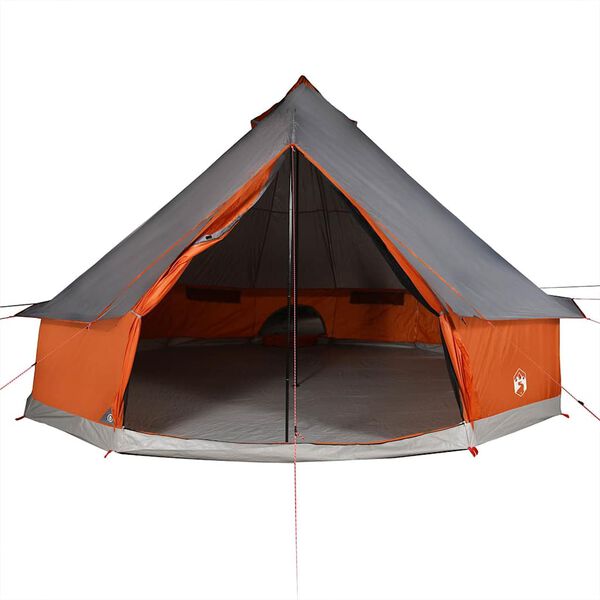 vidaXL Tente familiale tipi 6 personnes gris et orange imperm&eacute;able