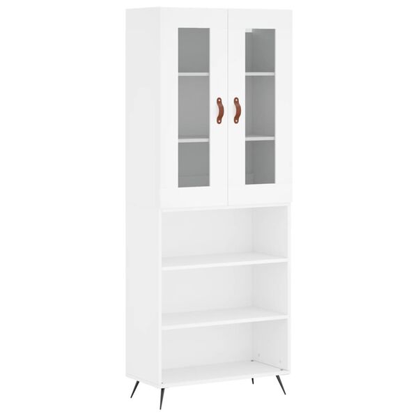 vidaXL Buffet haut Blanc 69,5x34x180 cm Bois d'ing&eacute;nierie