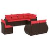 vidaXL Ensemble de canap&eacute; de jardin 8 pcs avec coussins marron r&eacute;sine tress&eacute;e