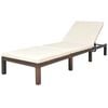 vidaXL Chaise longue avec coussin R&eacute;sine tress&eacute;e Marron