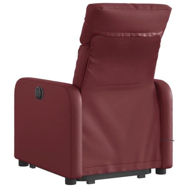 vidaXL Fauteuil inclinable de massage électrique rouge bordeaux