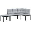 vidaXL Ensemble de banc de jardin avec coussins 3 pcs noir