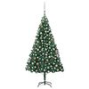 vidaXL Arbre de No&euml;l artificiel pr&eacute;-&eacute;clair&eacute; et boules vert 210 cm PVC