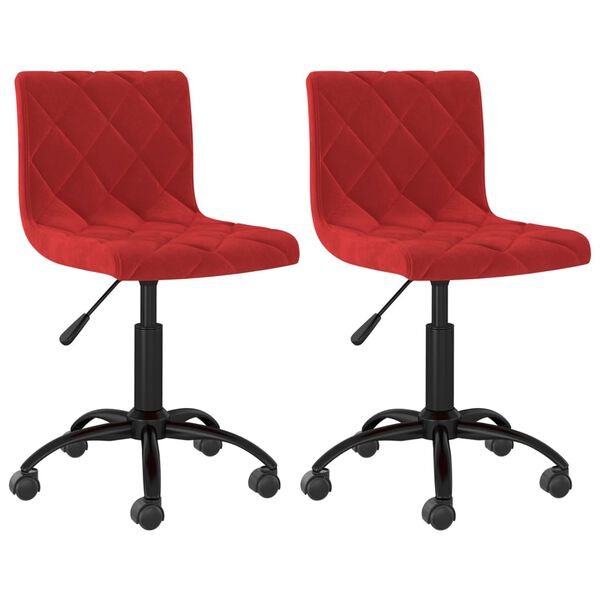 vidaXL Chaises pivotantes &agrave; manger lot de 2 Rouge bordeaux Velours