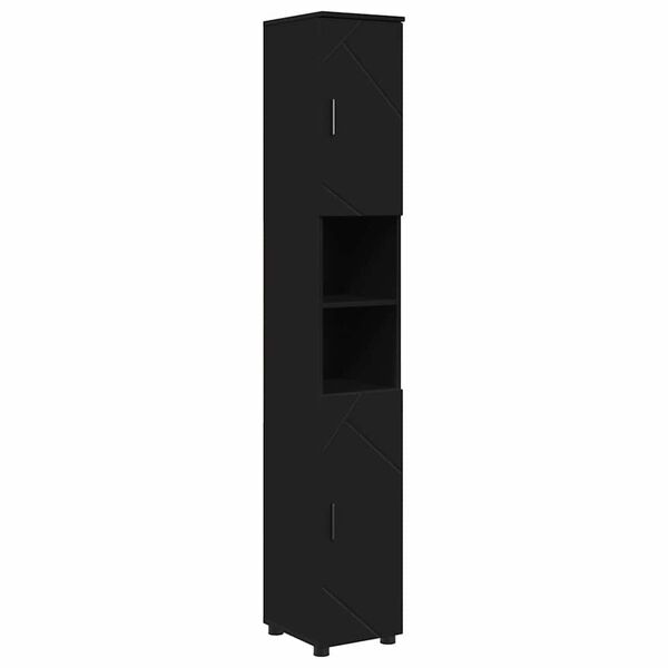 vidaXL Cabinet de salle de bain avec stockage Noir 30 x 35 x 192 cm