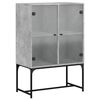 vidaXL Armoire lat&eacute;rale avec portes en verre gris b&eacute;ton 69x37x100 cm