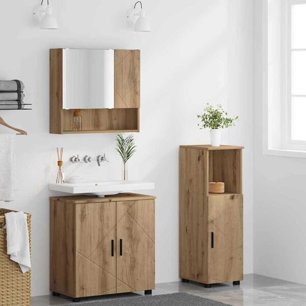 vidaXL Ensemble de mobilier de salle de bain 3 pcs Ch&ecirc;ne artisanal