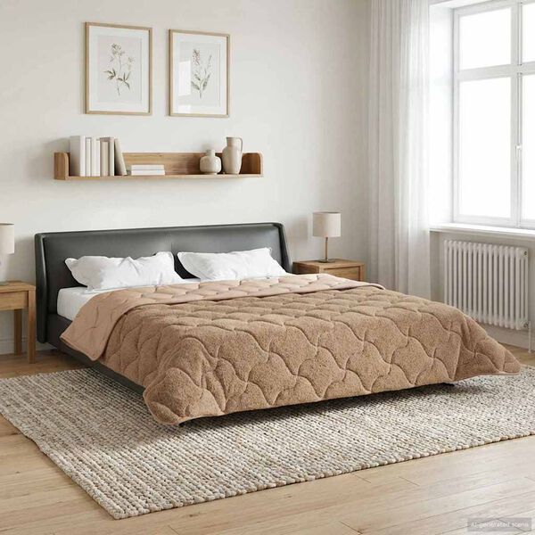vidaXL Duvet complet toute l'ann&eacute;e Matelass&eacute; Taupe 220 x 240 cm