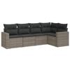 vidaXL Salon de jardin 5 pcs avec coussins gris r&eacute;sine tress&eacute;e