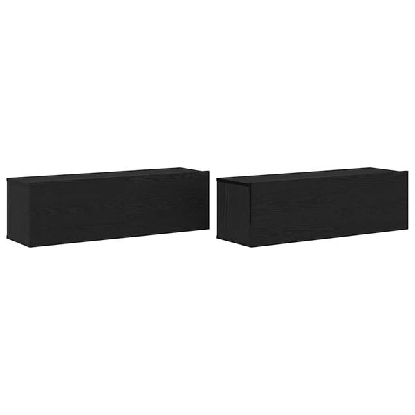 vidaXL Meuble TV 2 pcs Noir 100 x 30 x 30 cm Bois d'ing&eacute;nierie