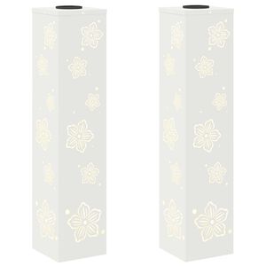 vidaXL Lumi&egrave;re de chemin LED solaire 2 pc Blanc chaud 18 x 18 x 80 cm
