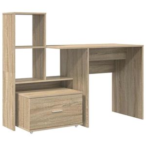 vidaXL Bureau Ch&ecirc;ne Sonoma Bois d'ing&eacute;nierie 131,5 x 50 x 106,5 cm
