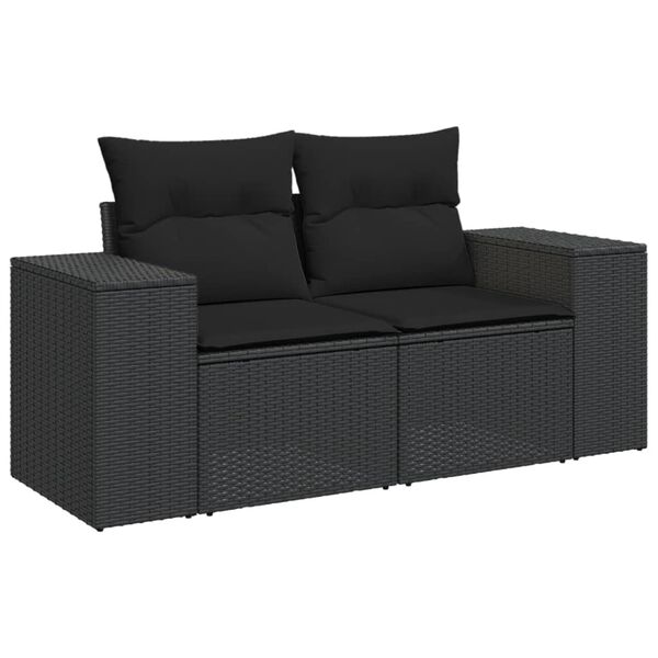 vidaXL Salon de jardin 11 pcs avec coussins noir r&eacute;sine tress&eacute;e