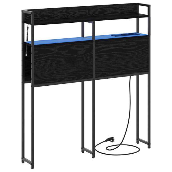 vidaXL T&ecirc;te de lit de rangement Ch&ecirc;ne noir 90 cm Bois d'ing&eacute;nierie